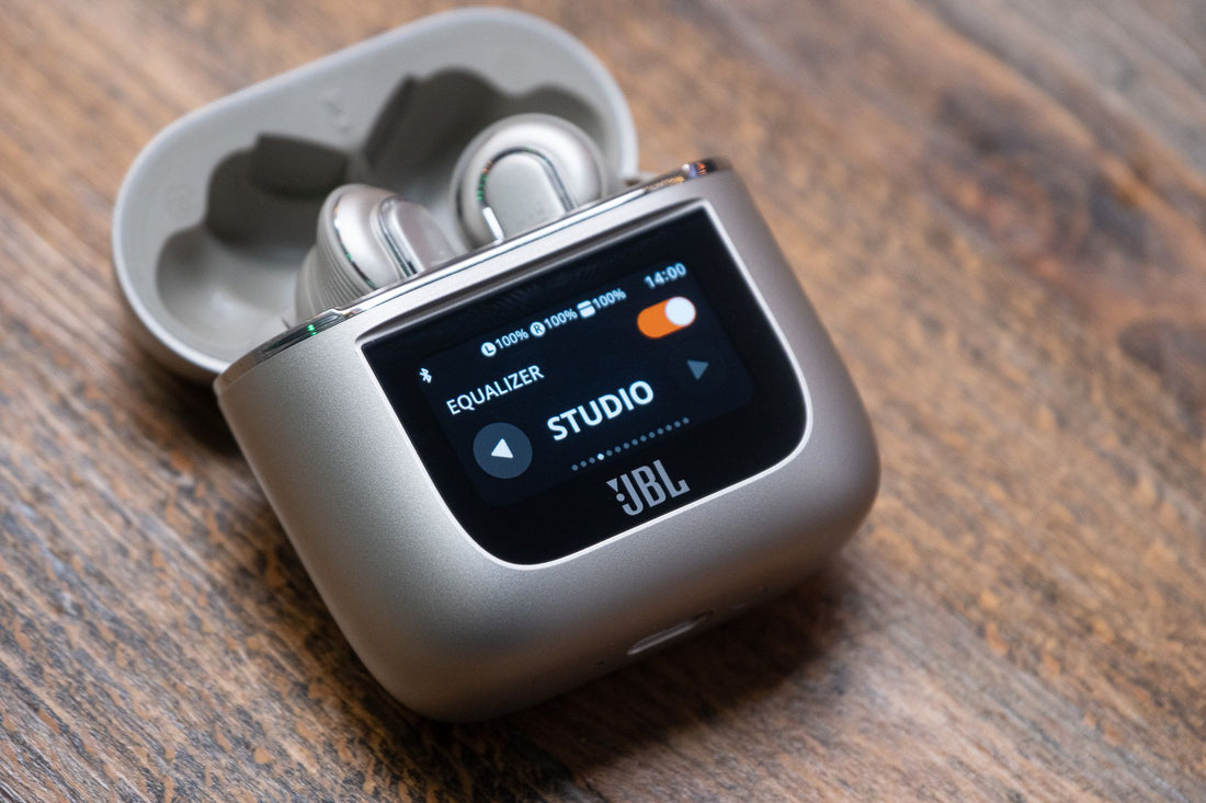 True Wireless Earbuds – Premium noise-cancelling earbuds with a smart touchscreen charging case for intuitive control and immersive sound.